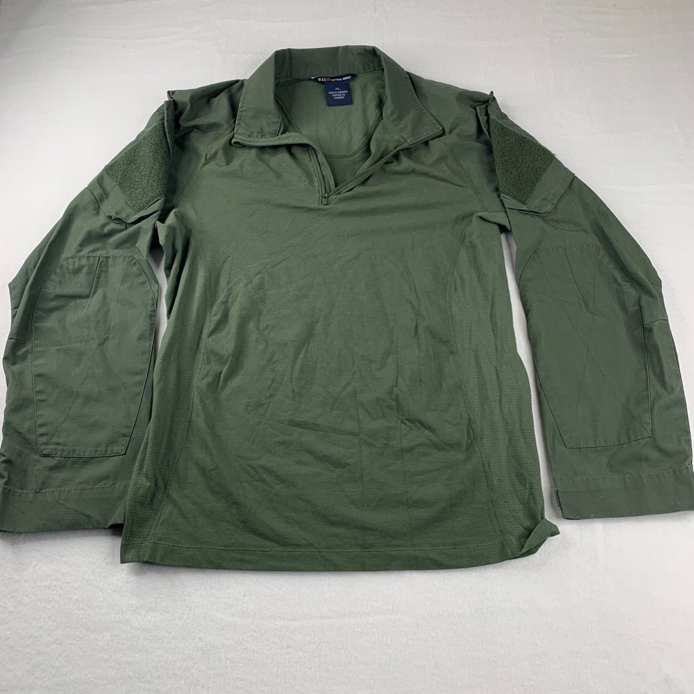 5.11 Tactical Rapid Assault Shirt XL Green Quarter Zip Combat Ripstop Sleeve